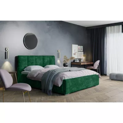 Modern kárpitozott ágy 160x200 NEUSA 1 tárolóhellyel - zöld