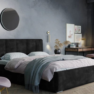 Modern kárpitozott ágy 160x200 NEUSA 1 tárolóhellyel - fekete