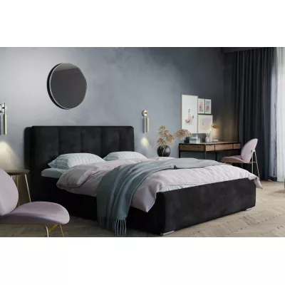 Modern kárpitozott ágy 160x200 NEUSA 1 tárolóhellyel - fekete