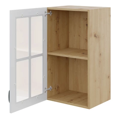Konyhai felső vitrines szekrény 40 cm FRYZIA - artisan tölgy / grafit