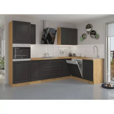 Sarokkonyha 218/110 cm FRYZIA 1 - artisan tölgy / grafit + INGYENES LED világítás