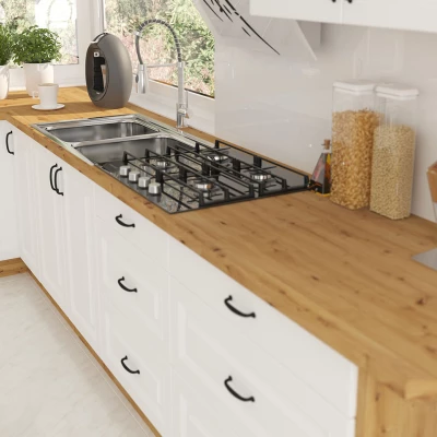 Sarokkonyha 218/110 cm FRYZIA 1 - fehér + INGYENES LED világítás