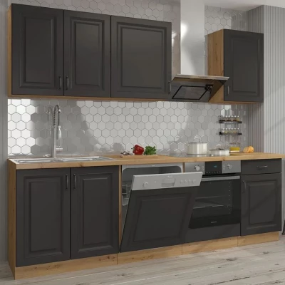 Konyhaszekrény 250/250 cm FRYZIA 3 - artisan tölgy / grafit + INGYENES LED világítás