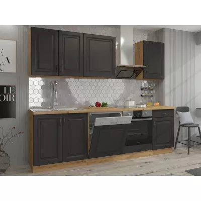 Konyhaszekrény 250/250 cm FRYZIA 3 - artisan tölgy / grafit + INGYENES LED világítás