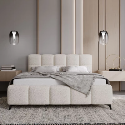Kárpitozott ágy 160x200 ARMINDA 1 tárolóhellyel - krémfehér