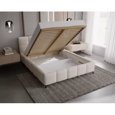 Kárpitozott ágy 160x200 ARMINDA 1 tárolóhellyel - krémfehér