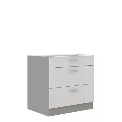 Alsó fiókos konyhaszekrény 80 cm GENJI - szürke / fényes fehér