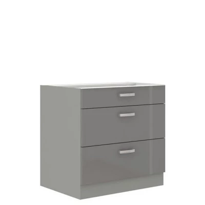 Alsó fiókos konyhaszekrény 80 cm RONG - szürke / fényes szürke