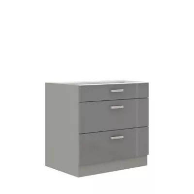 Alsó fiókos konyhaszekrény 80 cm RONG - szürke / fényes szürke