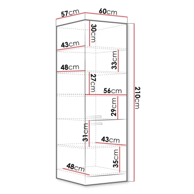 Magas konyhaszekrény 60 cm RONG 2 - szürke / fényes szürke