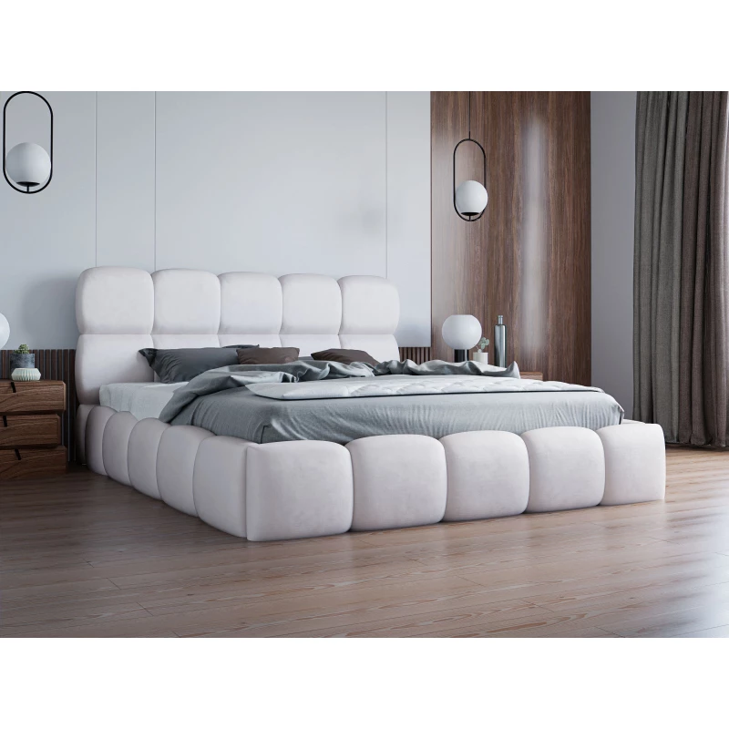 Kárpitozott ágy 160x200 ALZIRA 1 tárolóhellyel - vanília