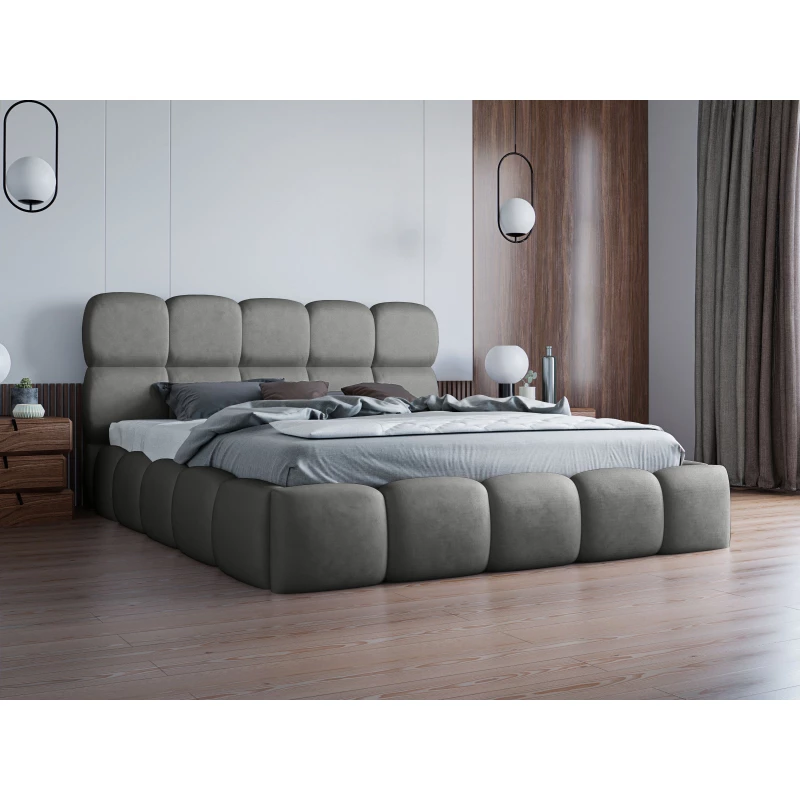 Kárpitozott ágy 140x200 ALZIRA 1 tárolóhellyel - szürke