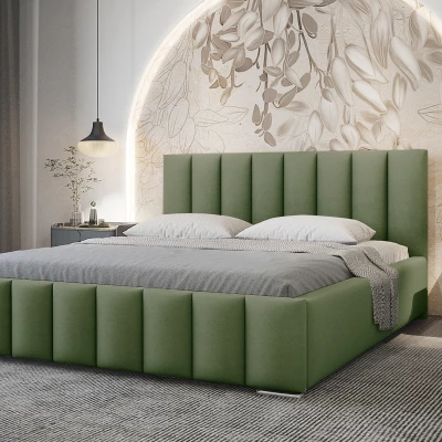 Elegáns kárpitozott ágy 120x200 MADALENA 1 tárolóhellyel - khaki