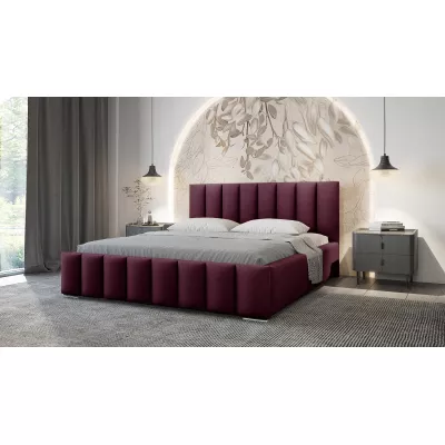 Elegáns kárpitozott ágy 140x200 MADALENA 1 tárolóhellyel - bordó