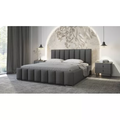 Elegáns kárpitozott ágy 140x200 MADALENA 1 tárolóhellyel - sötétszürke