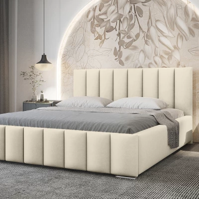 Elegáns kárpitozott ágy 120x200 MADALENA 1 tárolóhellyel - vanília