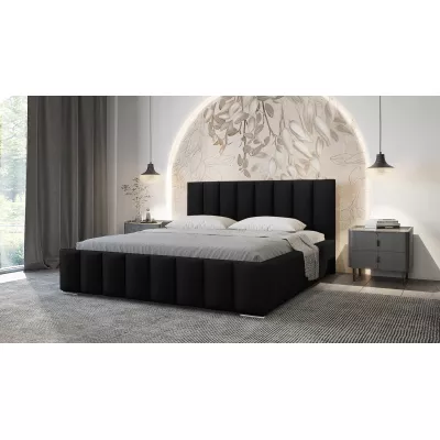 Elegáns kárpitozott ágy 140x200 MADALENA 1 tárolóhellyel - fekete