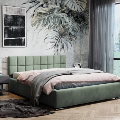 Kárpitozott ágy steppelt fejtámlával 120x200 RICARDINA 1 - menta