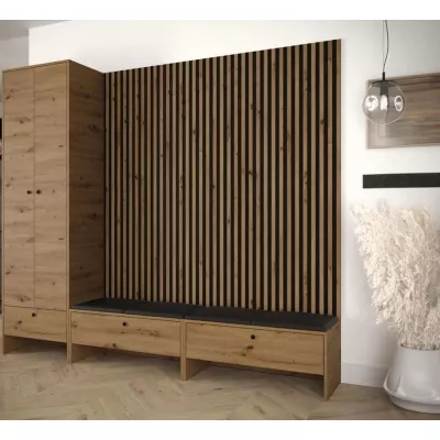 ZAMORA 6 előszobafal - artisan tölgy / fekete műbőr
