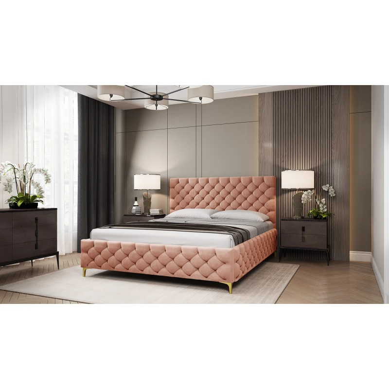 Kárpitozott ágy 160x200 RUBBINA 1 tárolóhellyel - rózsaszín