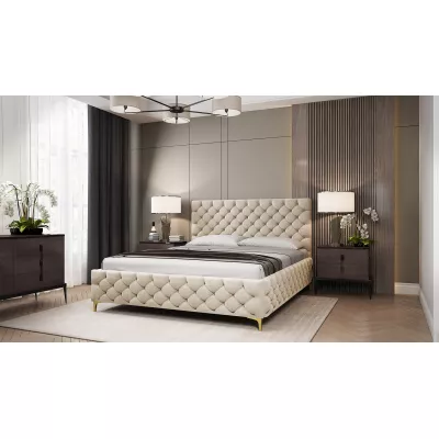 Kárpitozott ágy 160x200 RUBBINA 1 tárolóhellyel - vanília