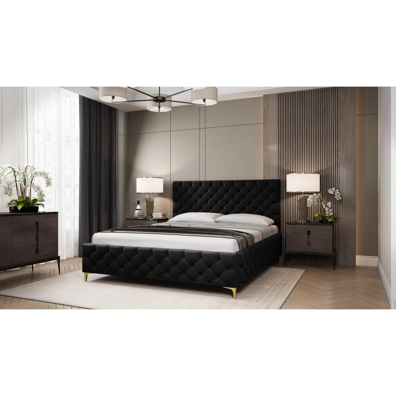 Kárpitozott ágy 180x200 RUBBINA 1 tárolóhellyel - fekete