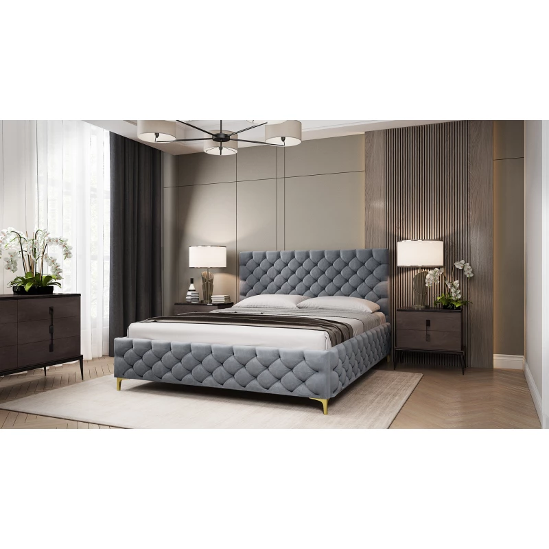 Kárpitozott ágy 140x200 RUBBINA 1 tárolóhellyel - szürke
