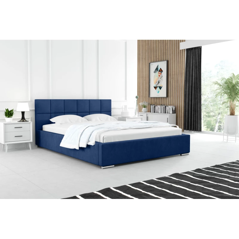 Modern kárpitozott ágy 120x200 RUBINA 1 - sötétkék