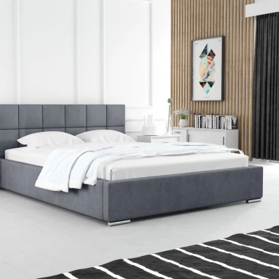 Modern kárpitozott ágy 140x200 RUBINA 1 - szürke