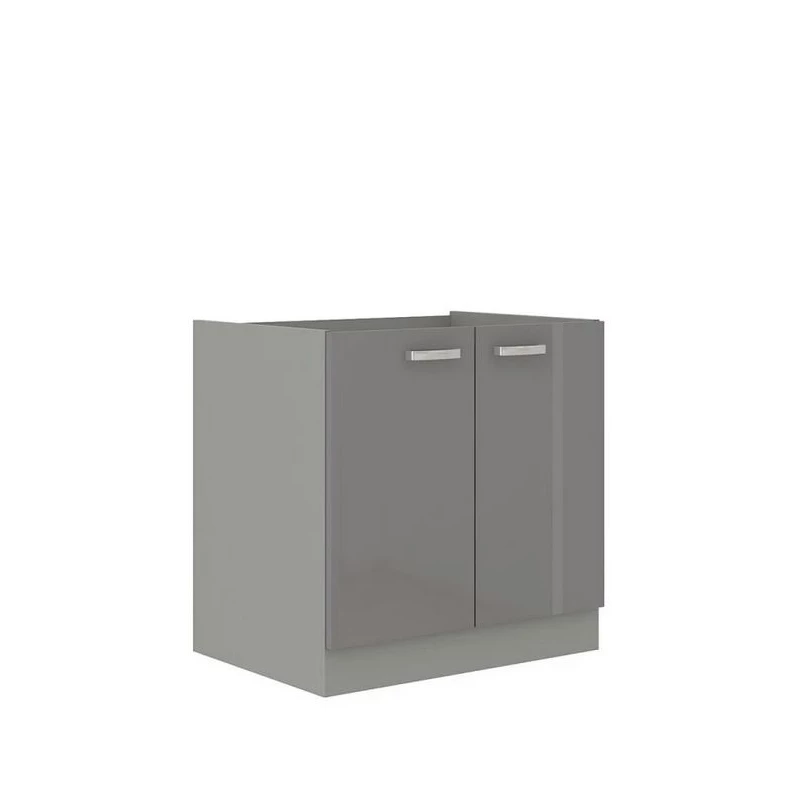 Konyhaszekrény mosogató alatt 80 cm RONG - szürke / fényes szürke
