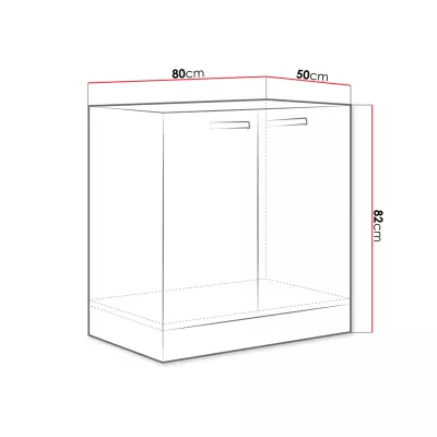 Konyhaszekrény mosogató alatt 80 cm GENJI - szürke / fényes fehér + INGYEN mosogató