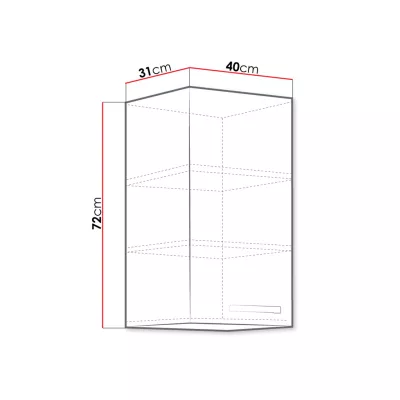 Felső konyhaszekrény 40 cm RONG - szürke / fényes szürke