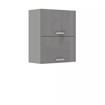 Konyhai felső kétajtós szekrény 60 cm RONG - szürke / fényes szürke