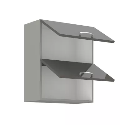 Konyhai felső kétajtós szekrény 60 cm GENJI - szürke / fényes fehér