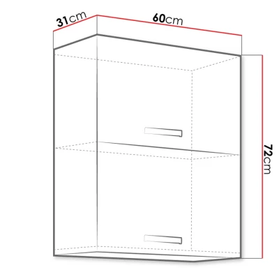 Konyhai felső kétajtós szekrény 60 cm SHAN - szürke / fényes krém