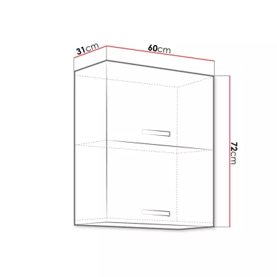 Konyhai felső kétajtós szekrény 60 cm RONG - szürke / fényes szürke