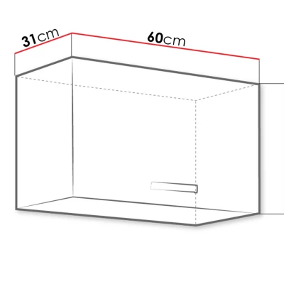 Felső zárt konyhaszekrény 60 cm RONG 1 - szürke / fényes szürke