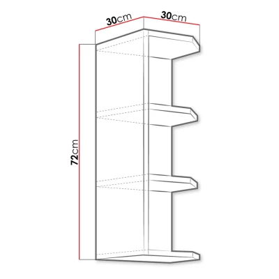 Felső konyhai polcos szekrény 30 cm RONG - szürke