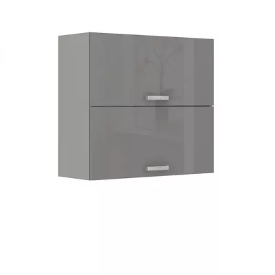 Felső konyhaszekrény 80 cm RONG - szürke / fényes szürke