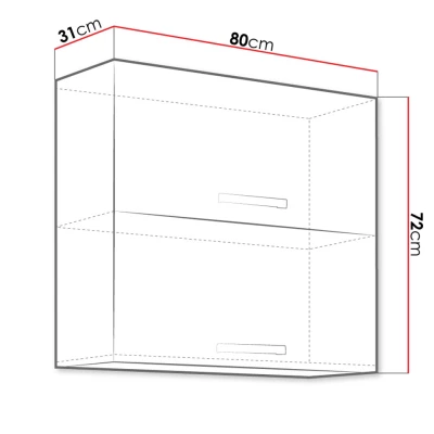 Felső konyhaszekrény 80 cm GENJI - szürke / fényes fehér