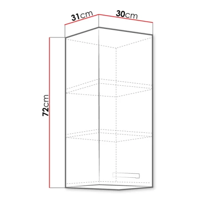 Felső zárt konyhaszekrény 30 cm RONG - szürke / fényes szürke