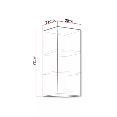 Felső zárt konyhaszekrény 30 cm SHAN - szürke / fényes krém
