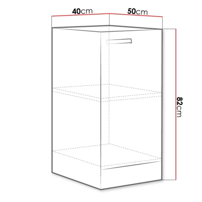 Alsó egyajtós konyhaszekrény 40 cm RONG - szürke / fényes szürke