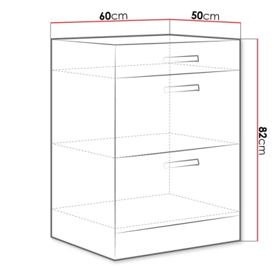 Alsó fiókos konyhaszekrény 60 cm RONG - szürke / fényes szürke
