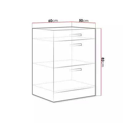Alsó fiókos konyhaszekrény 60 cm RONG - szürke / fényes szürke