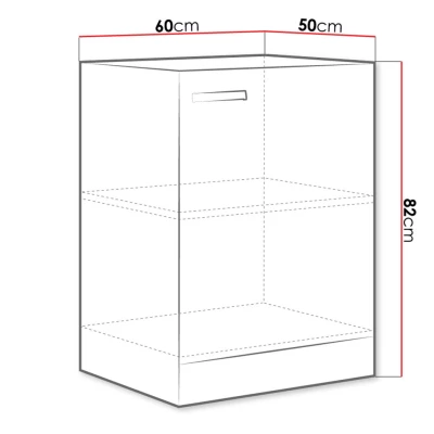 Alsó egyajtós konyhaszekrény 60 cm RONG - szürke / fényes szürke