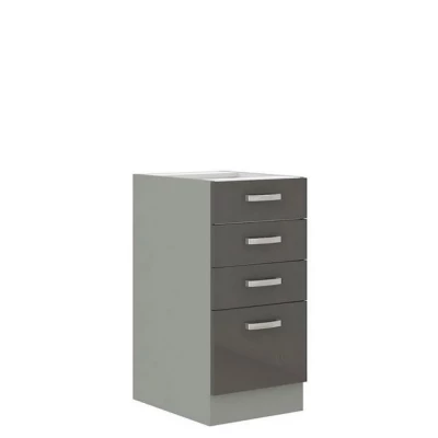 Alsószekrény fiókokkal 40 cm RONG - szürke / fényes szürke