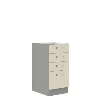 Alsószekrény fiókokkal 40 cm SHAN - szürke / fényes krém