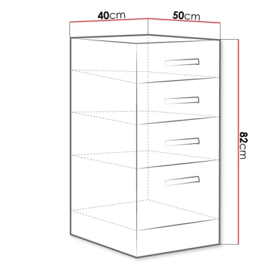Alsószekrény fiókokkal 40 cm RONG - szürke / fényes szürke