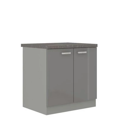 Alsó kétajtós konyhaszekrény 80 cm RONG - szürke / fényes szürke